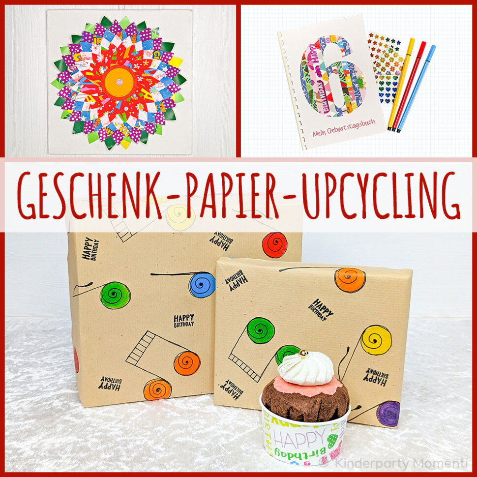 Collage zum Thema Bastelideen für Geschenkpapier Upcycling