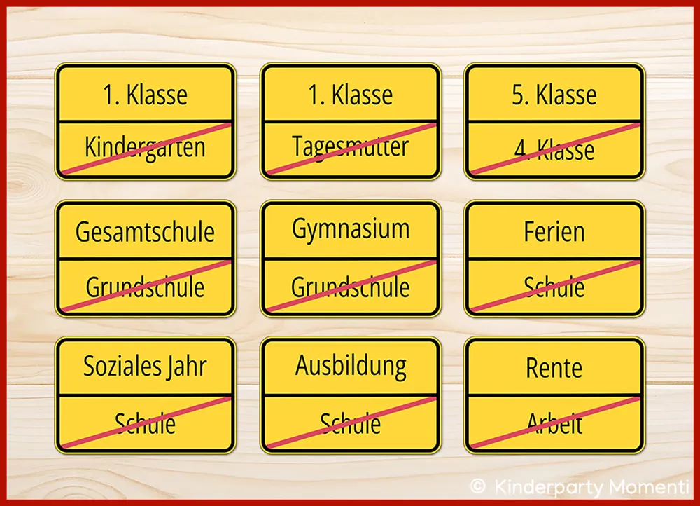 Designe Voschläge für Minischultüten mit Ortsschild Design Beispiele für Schultüten Beschriftung in Form von Ortsschildern