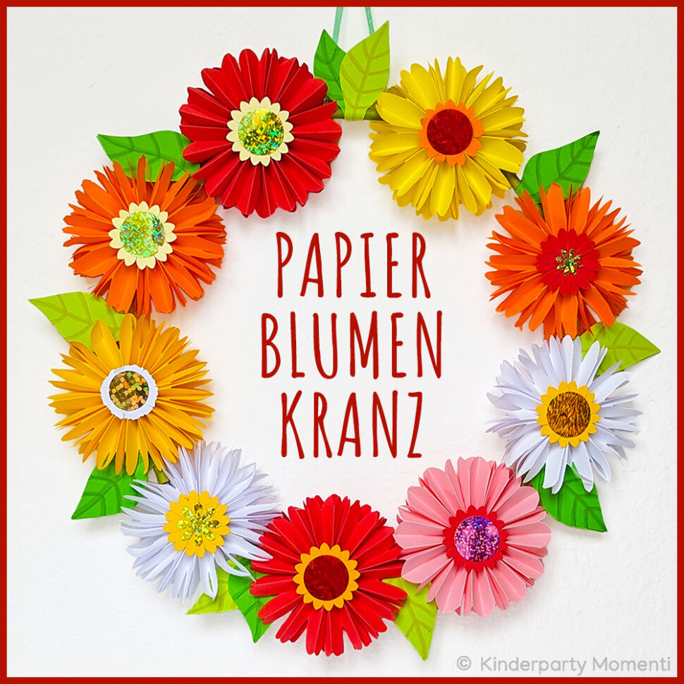 Papierblumen Deko Kranz Dekokranz aus bunten Papierblumen