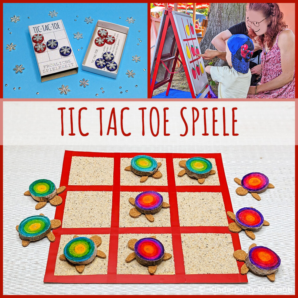 Collage aus drei Tic Tac Toe Spielen