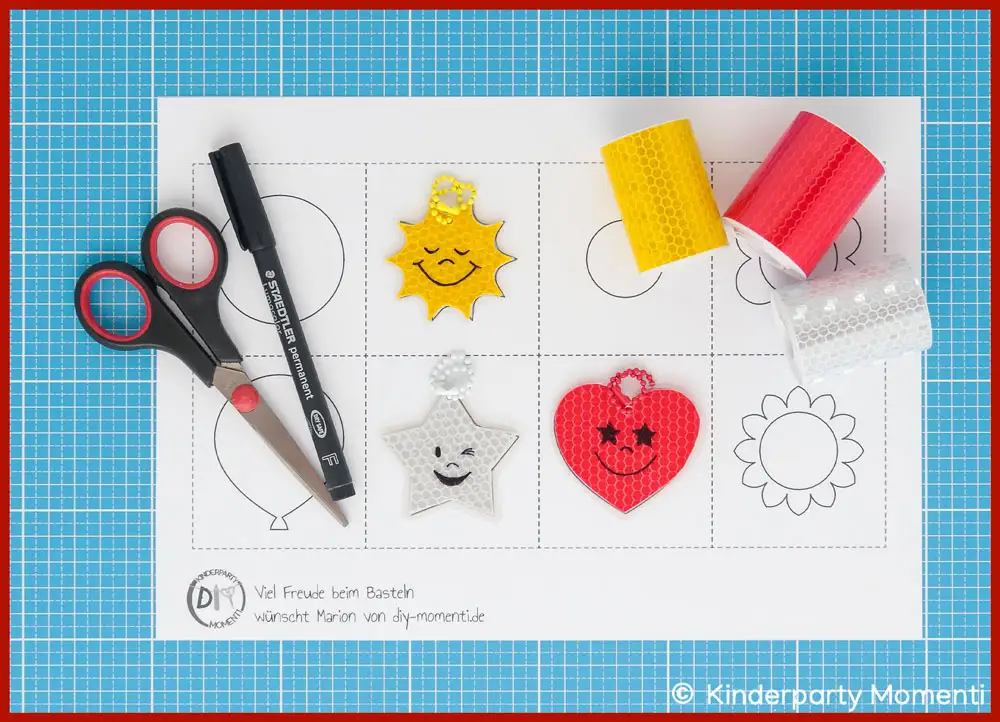 DIY Taschenanhänger aus Reflektorband Bastelvorlage und Material für Reflektoren Taschenanhänger aus Reflektorband