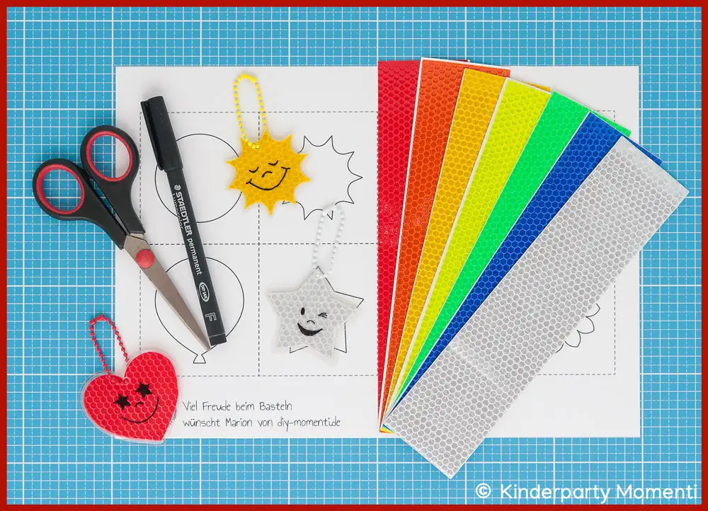 Bastelmaterial für reflektierende Anhänger Bastelvorlage und Material für reflektierende Anhänger