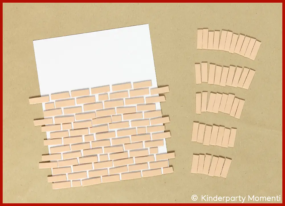 Mehrere rechteckige Moosgummistücke in für Ziegelstein Muster Stempel.